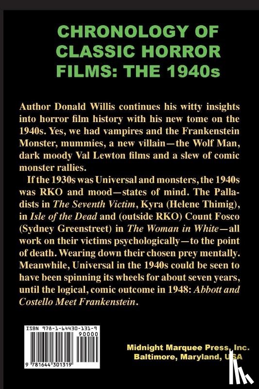 Willis, Donald C. - Chronology of Classic Horror Films