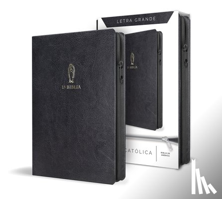 Biblia de América - La Biblia Católica Letra Y Tamaño Grande. Símil Piel Negra, Cremallera / Catholic Bible in Spanish Black Leathersoft with Zipper