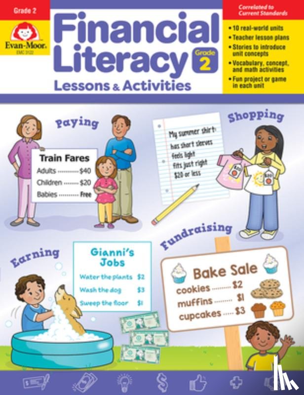 Evan-Moor Educational Publishers - Financial Literacy Lessons and Activities, Grade 2 Teacher Resource