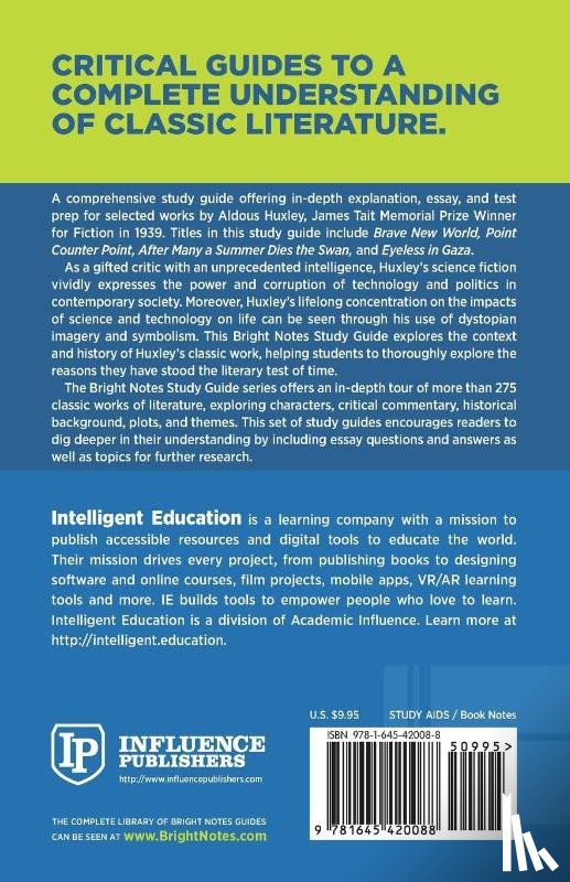 Intelligent Education - Study Guide to Brave New World and Other Works by Aldous Huxley