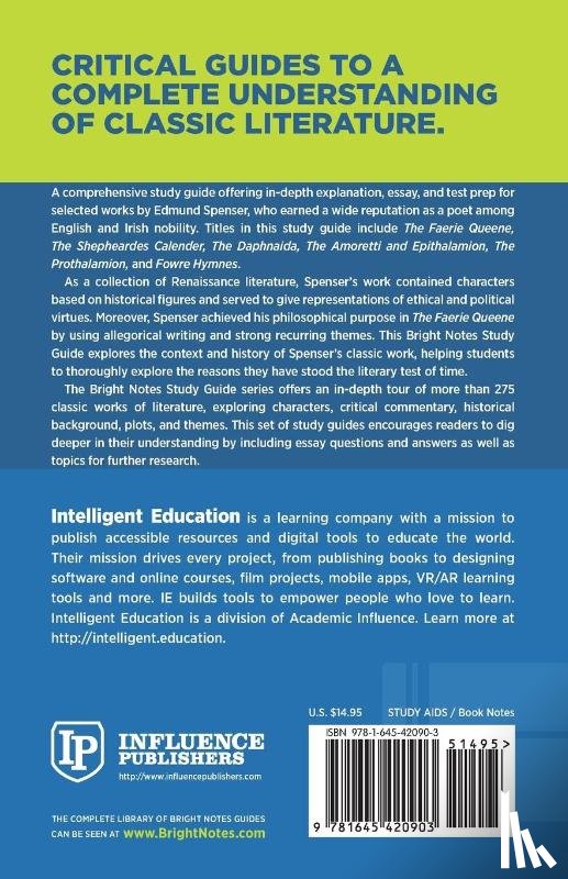 Intelligent Education - Study Guide to The Faerie Queene and Other Works by Edmund Spenser