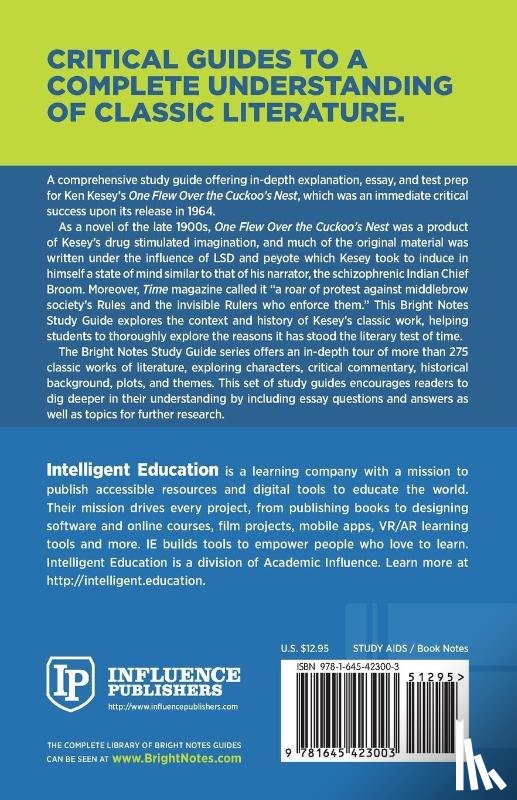 Intelligent Education - Study Guide to One Flew Over the Cuckoo's Nest by Ken Kesey