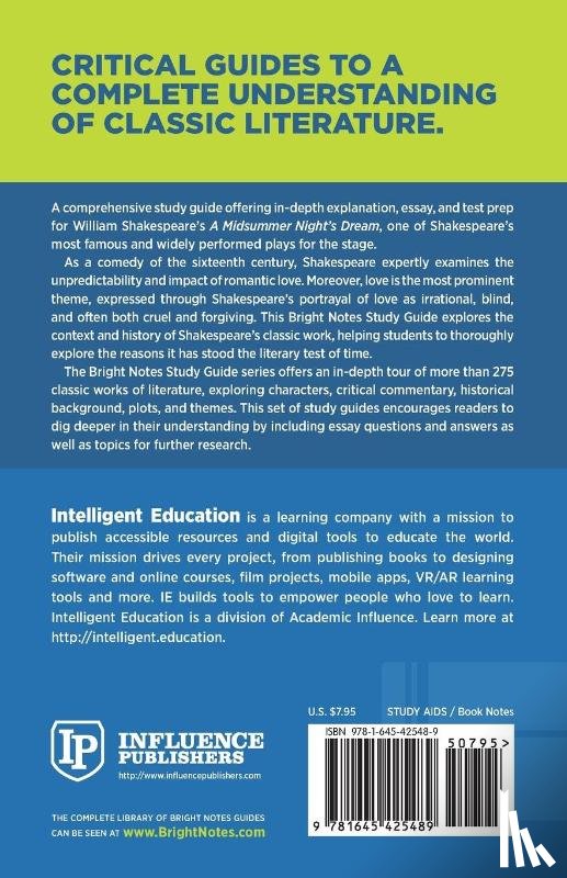 Intelligent Education - Study Guide to A Midsummer Night's Dream by William Shakespeare