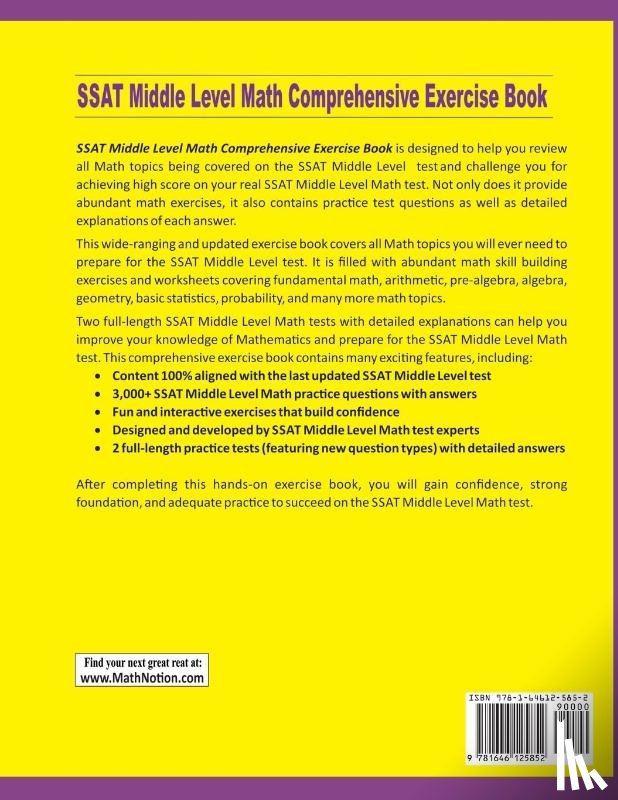 Smith, Michael, Nazari, Reza - SSAT Middle Level Math Comprehensive Exercise Book
