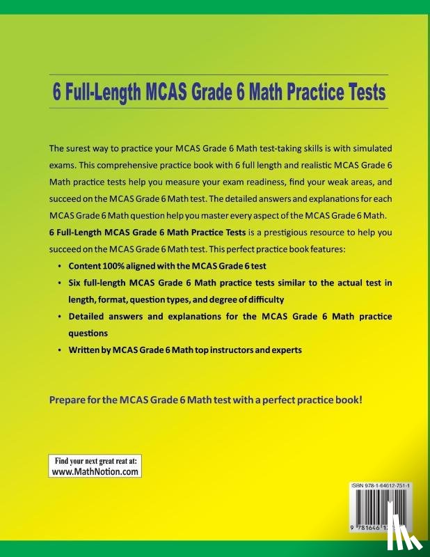 Smith, Michael, Nazari, Reza - 6 Full-Length MCAS Grade 6 Math Practice Tests