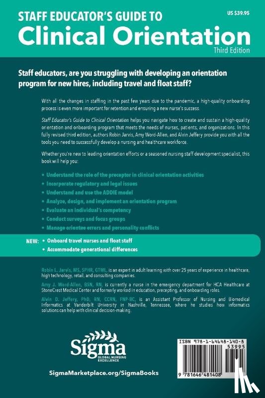 Jarvis, Robin, Word-Allen, Amy J., Jeffery, Alvin - Staff Educator's Guide to Clinical Orientation, Third Edition