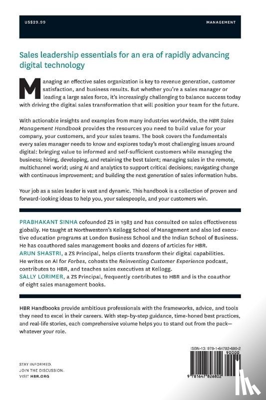 Sinha, Prabhakant, Shastri, Arun, Lorimer, Sally E. - Harvard Business Review Sales Management Handbook