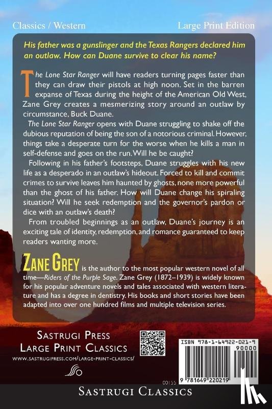 Grey, Zane - The Lone Star Ranger (Annotated) LARGE PRINT