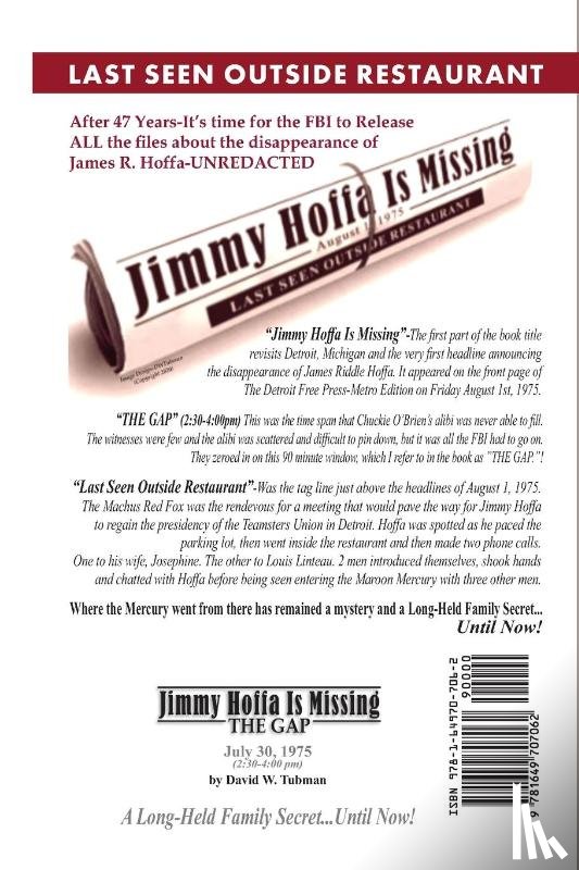 Tubman, David W - Jimmy Hoffa Is Missing-The Gap
