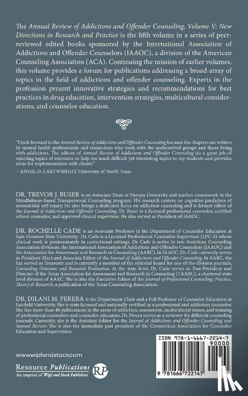  - Annual Review of Addictions and Offender Counseling, Volume V