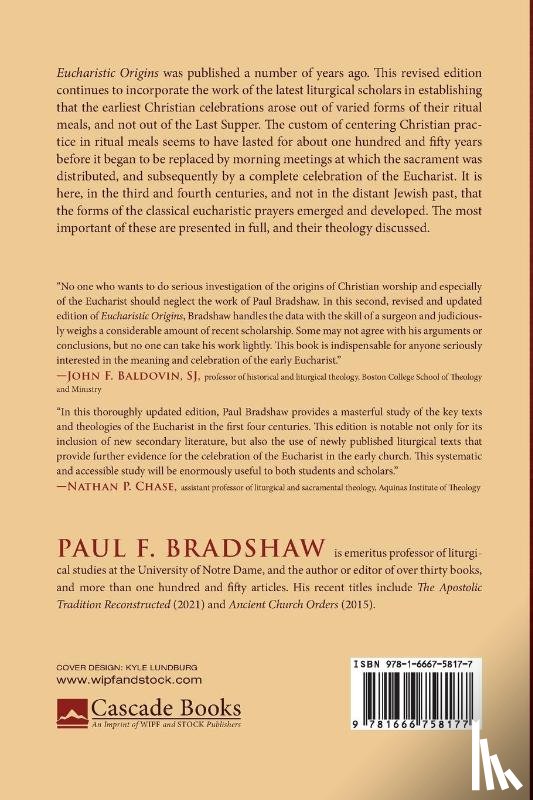 Bradshaw, Paul F. - Eucharistic Origins, Revised Edition