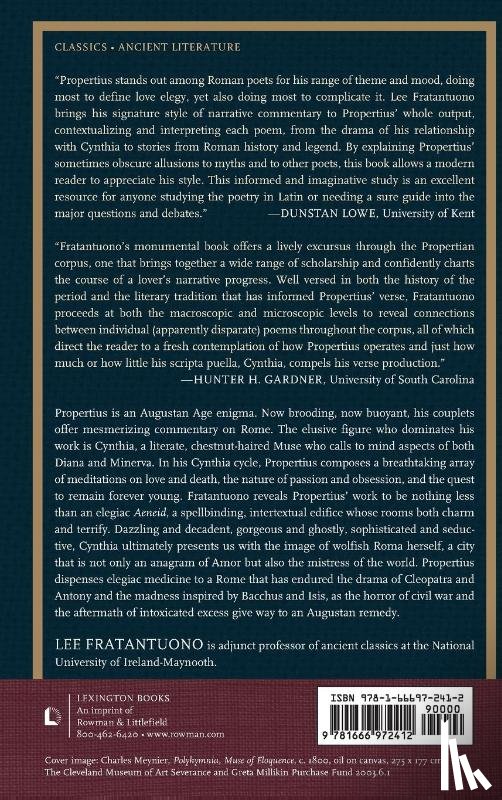 Fratantuono, Lee - A Reading of Propertius' Elegies