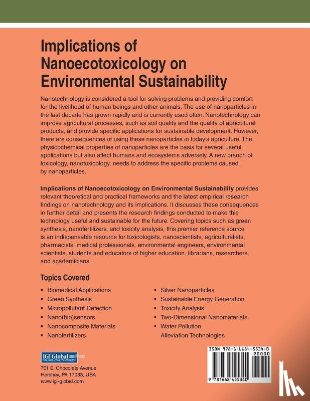 - Implications of Nanoecotoxicology on Environmental Sustainability