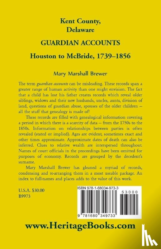 Brewer, Mary Marshall - Kent County, Delaware Guardian Accounts, Houston to McBride, 1739-1856