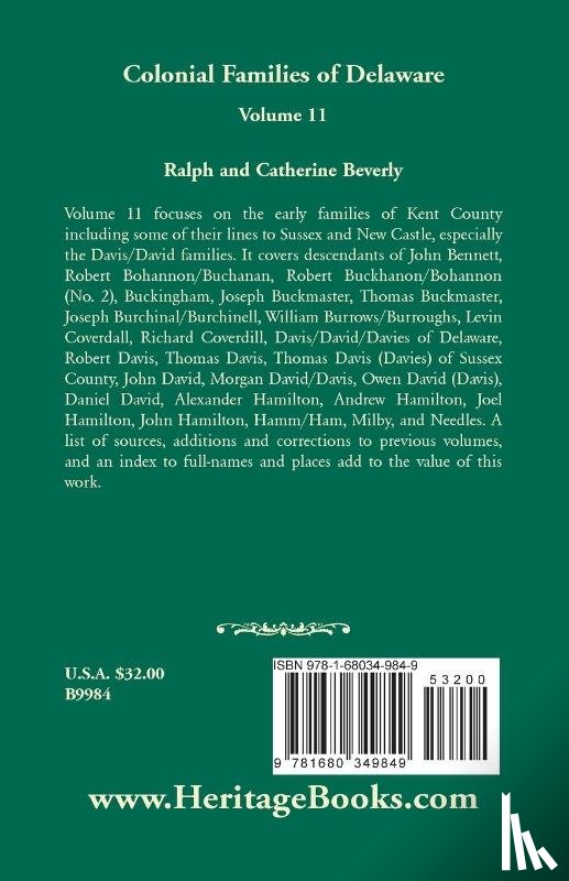 Beverly, Ralph, Beverly, Catherine - Colonial Families of Delaware, Volume 11