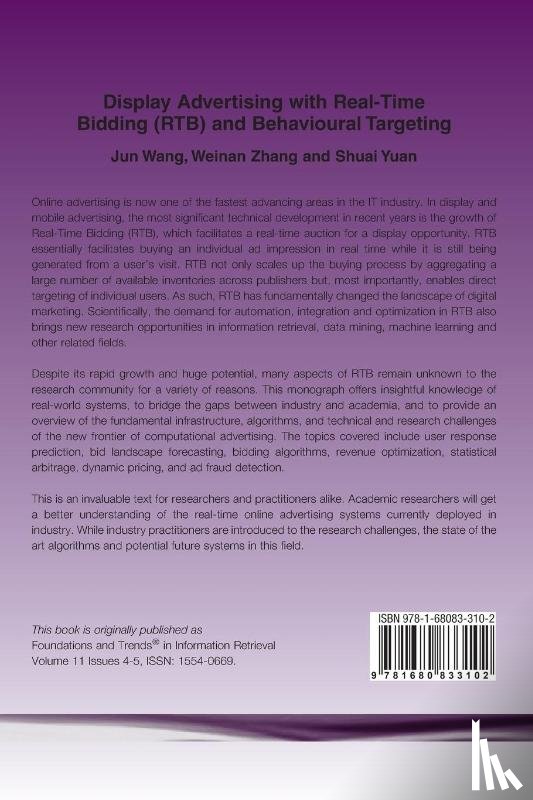 Wang, Jun, Zhang, Weinan, Yuan, Shuai - Display Advertising with Real-Time Bidding (RTB) and Behavioural Targeting
