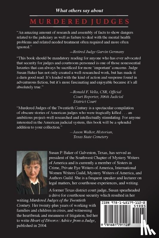 Baker, Professor of Public Health Susan P (Johns Hopkins University) - Murdered Judges of the Twentieth Century