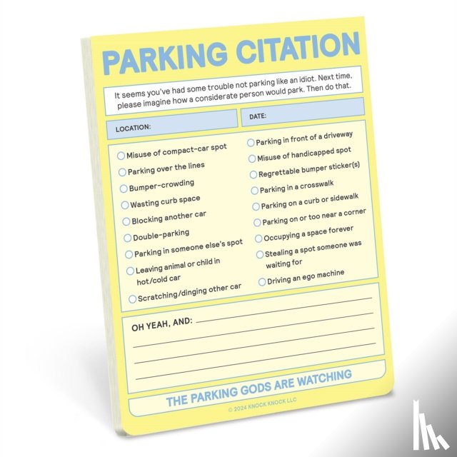 Knock Knock - Knock Knock Parking Citation Nifty Note (Pastel Yellow)