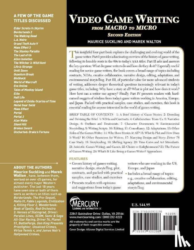 Suckling, Maurice, Walton, Marek - Video Game Writing