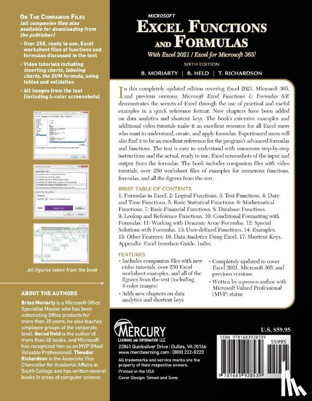 Moriarty, Brian, Held, Bernd, Richardson, Theodor - Microsoft Excel Functions and Formulas