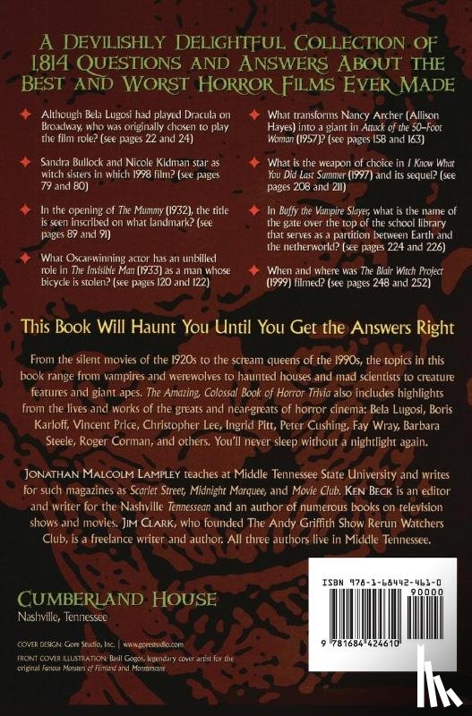 Lampley, Jonathan Malcolm - The Amazing, Colossal Book of Horror Trivia
