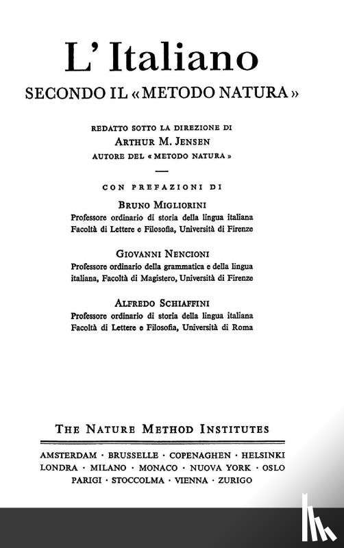 M Jensen, Arthur - L'italiano secondo il metodo natura