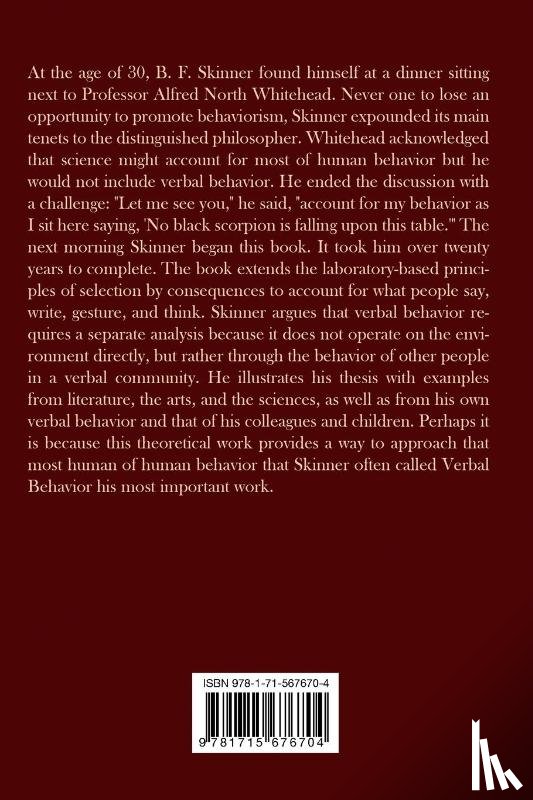 Skinner, B F - Verbal Behavior