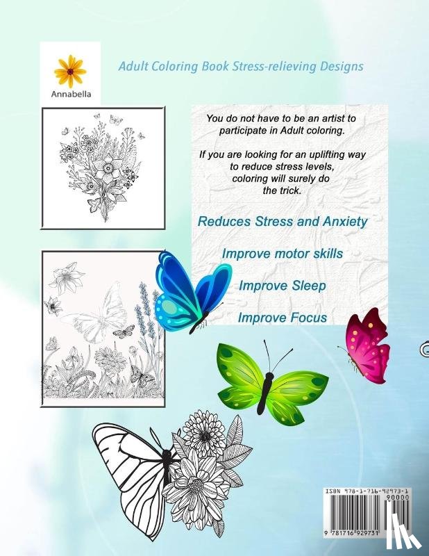 Shaw, Annabella - Floral coloring books for adults relaxation Butterflies and Flowers