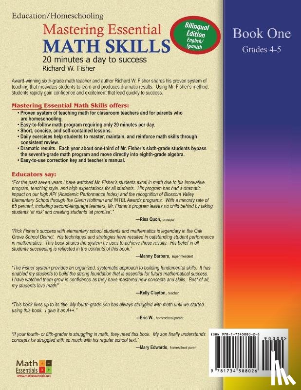 Fisher, Richard W - Mastering Essential Math Skills Book 1, Bilingual Edition - English/Spanish