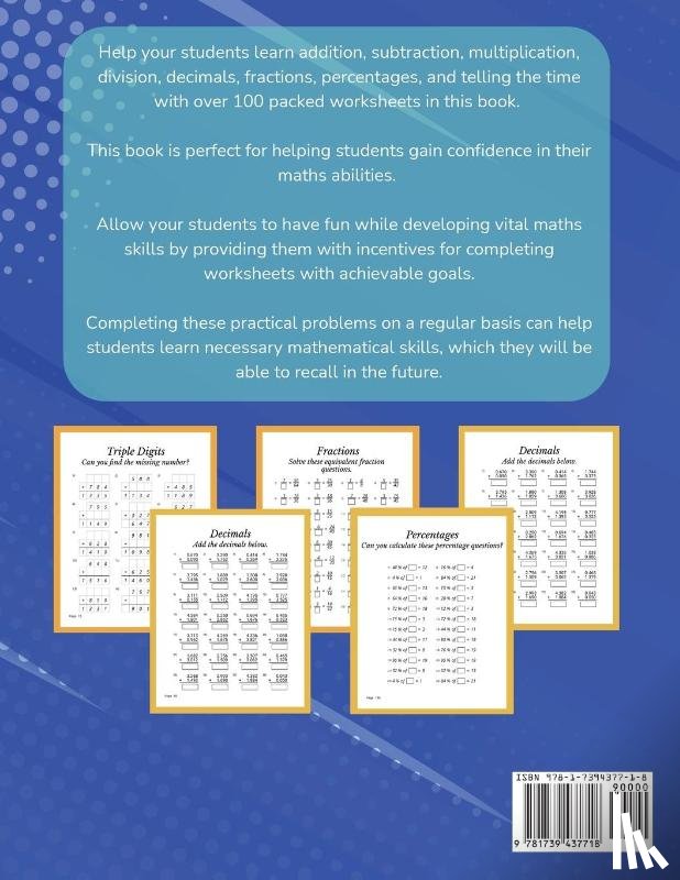 Publishing, Rr - Maths Activity Workbook For Kids Ages 8-12 Addition, Subtraction, Multiplication, Division, Decimals, Fractions, Percentages, and Telling the Time Over 100 Worksheets Grade 2, 3, 4, 5, 6 and 7 Year 3, 4, 5, 6, 7 and 8 KS2 Large Print