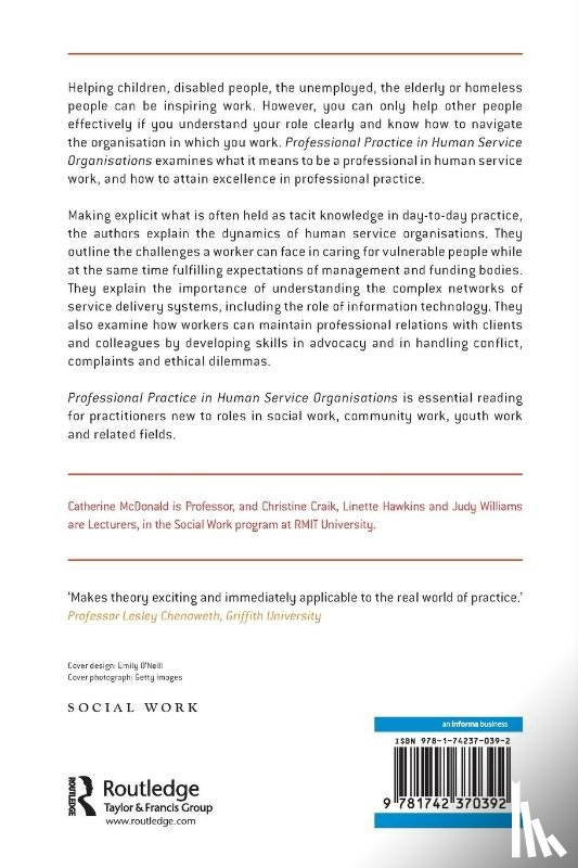McDonald, Catherine, Craik, Christine, Hawkins, Linette, Williams, Judy (PhD - Professional Practice in Human Service Organisations