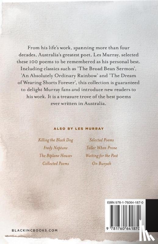 Murray, Les - The Best 100 Poems of Les Murray