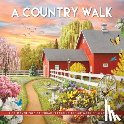 Hopper Studios - A Country Walk 2026 12 X 24 Inch (Hanging) Monthly Square Wall Calendar Featuring the Artwork of Alan Giana Plastic-Free