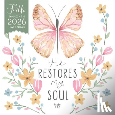 Hopper Studios - Faith 2026 12 X 24 Inch (Hanging) Monthly Square Wall Calendar Featuring the Artwork of Blue Chair Blessing Plastic-Free