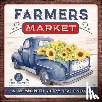 Hopper Studios - Farmer's Market 2026 12 X 24 Inch (Hanging) Monthly Square Wall Calendar Featuring the Artwork of Mollie B. Plastic-Free