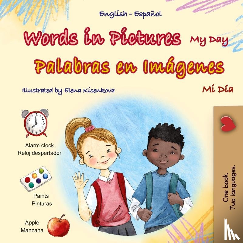 Books, Kidkiddos - Words in Pictures - My Day (English Spanish Bilingual Children's Book)
