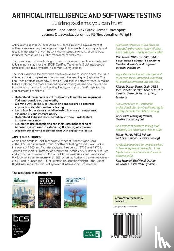 Smith, Adam Leon, Black, Rex, Davenport, James, Olszewska, Joanna - Artificial Intelligence and Software Testing
