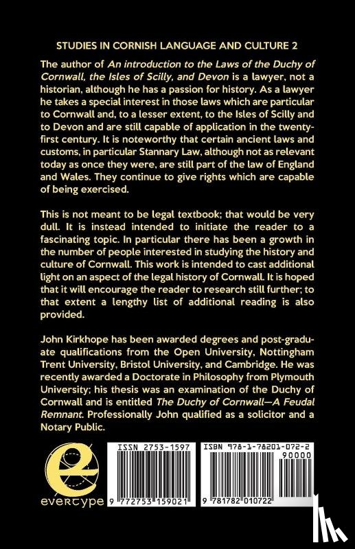 Kirkhope, John - An Introduction to the Laws of the Duchy of Cornwall, the Isles of Scilly, and Devon