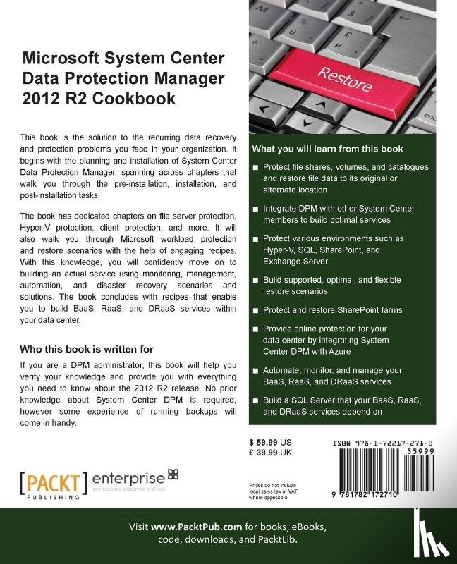Hedblom, Robert - Microsoft System Center Data Protection Manager 2012 R2 Cookbook