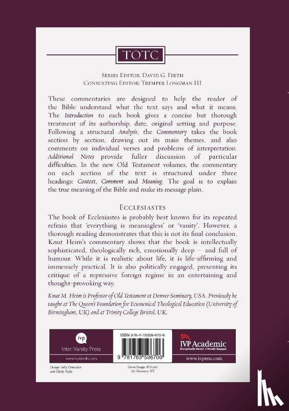 Heim, Professor Knut Martin (Author) - Ecclesiastes
