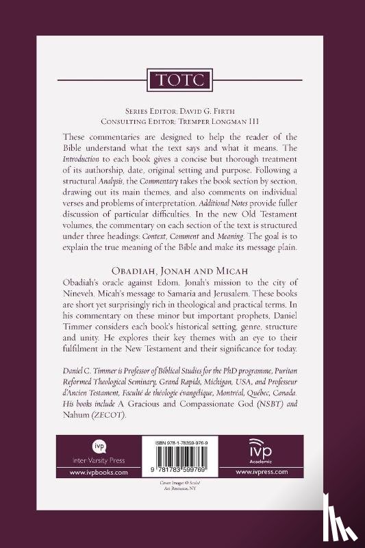 Timmer, Daniel C. - Obadiah, Jonah and Micah