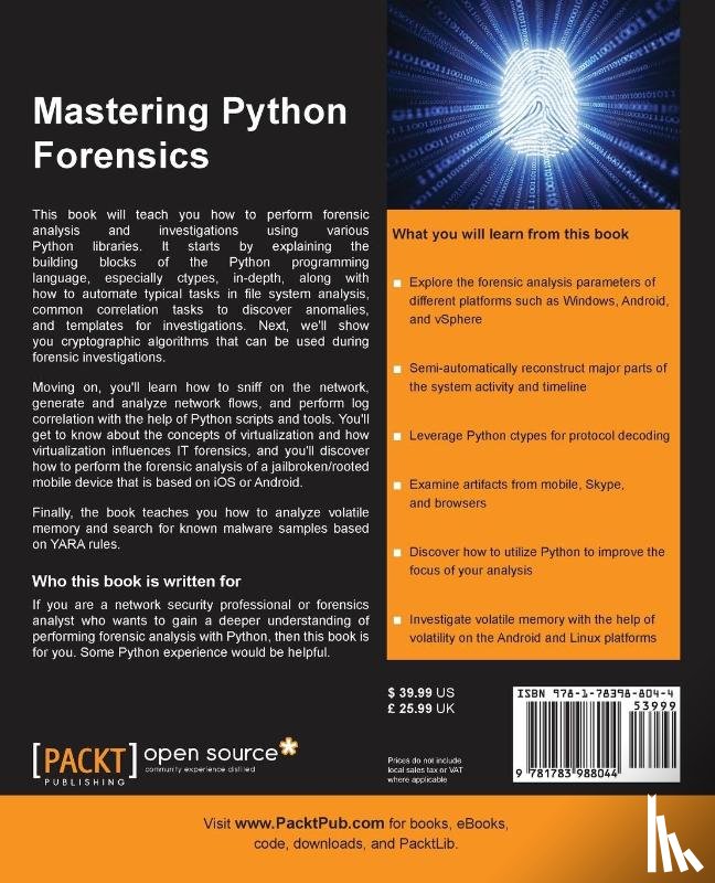 Spreitzenbarth, Dr. Michael, Uhrmann, Dr. Johann - Mastering Python Forensics