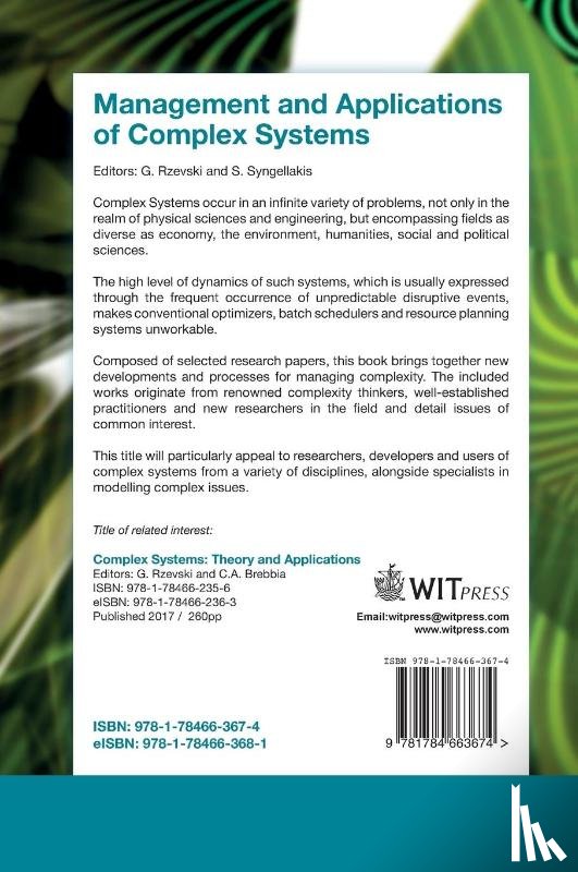  - Management and Applications of Complex Systems