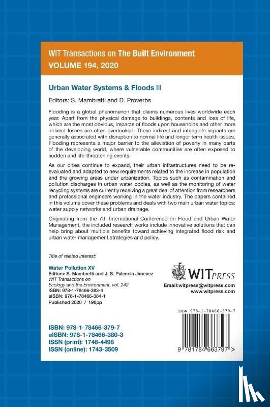  - Urban Water Systems & Floods III