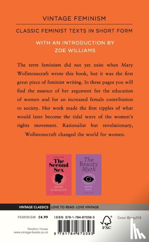 Wollstonecraft, Mary - A Vindication of the Rights of Woman (Vintage Feminism Short Edition)