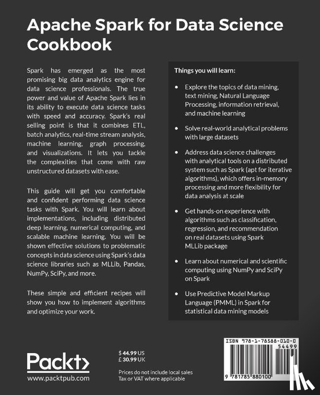 Chitturi, Padma Priya - Apache Spark for Data Science Cookbook