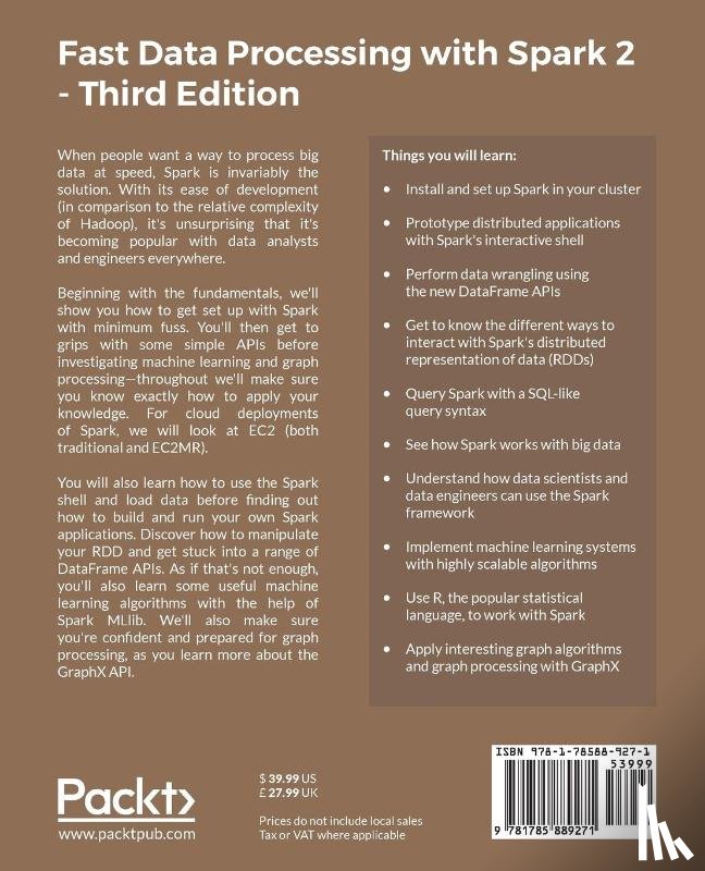 Sankar, Krishna - Fast Data Processing with Spark 2 - Third Edition