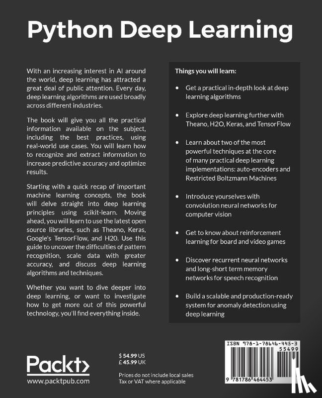 Zocca, Valentino, Spacagna, Gianmario, Slater, Daniel, Roelants, Peter - Python Deep Learning