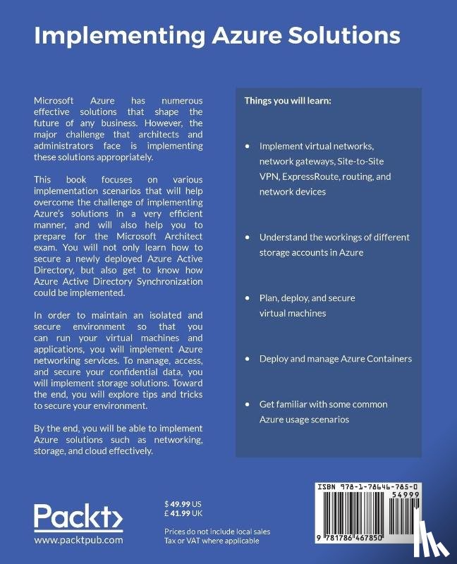 Klaffenbach, Florian, Damaschke, Jan-Henrik, Michalski, Oliver - Implementing Azure Solutions