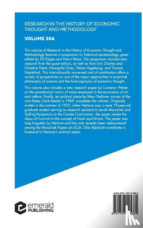  - Including a Symposium on the Historical Epistemology of Economics